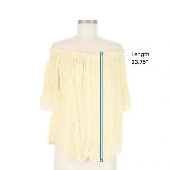 Old Navy Yellow Gingham Off-Shoulder Blouse, Size XS - Picture 6 of 6